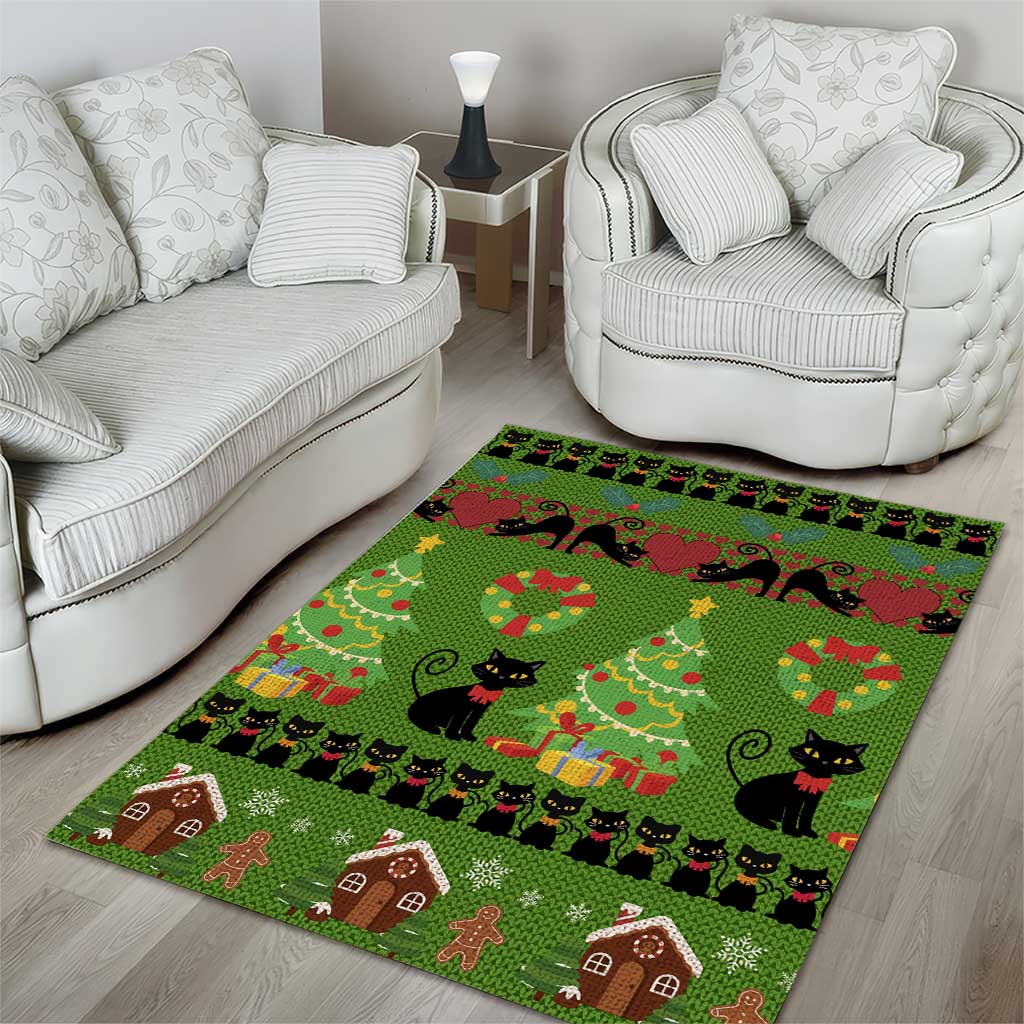 Love Black Cat Christmas Area Rug Xmas Holiday Patterns - Wonder Print Shop