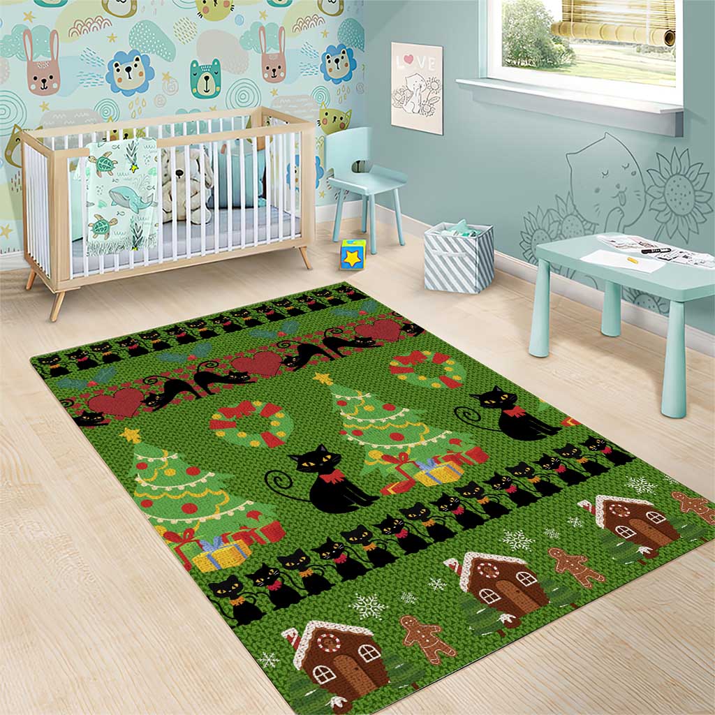 Love Black Cat Christmas Area Rug Xmas Holiday Patterns - Wonder Print Shop