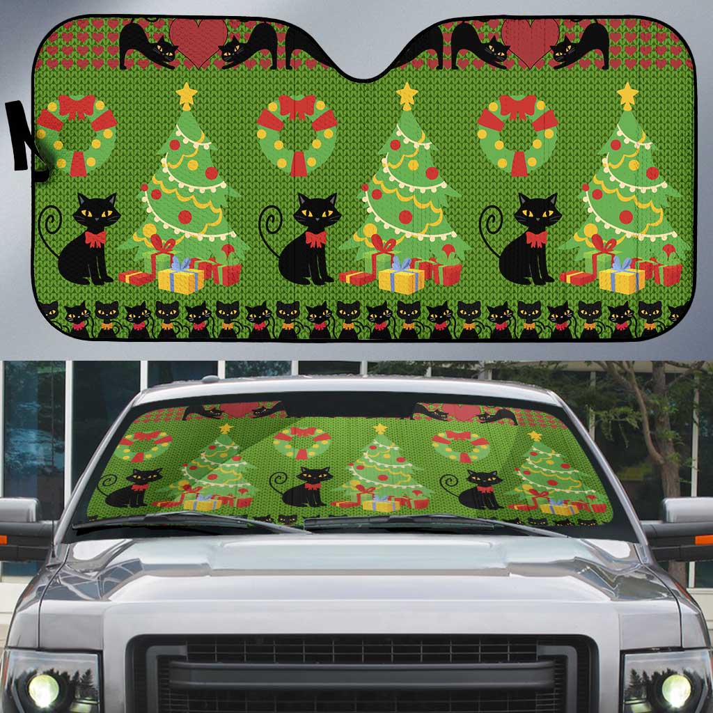 Love Black Cat Christmas Auto Sun Shade Xmas Holiday Patterns - Wonder Print Shop