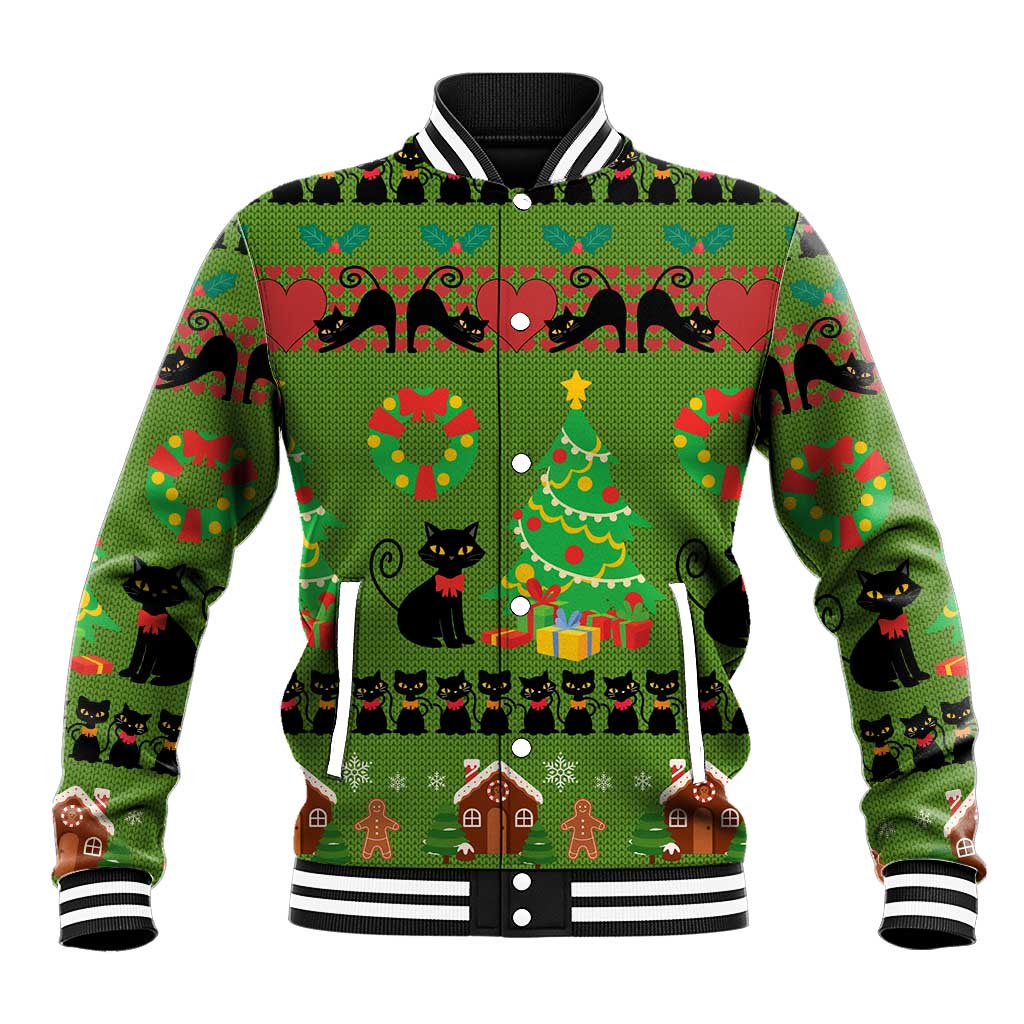 Love Black Cat Christmas Baseball Jacket Xmas Holiday Patterns - Wonder Print Shop