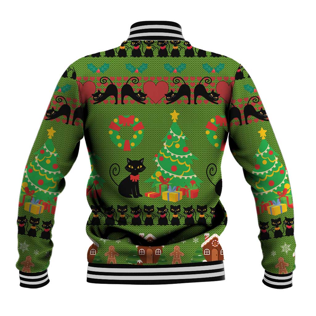 Love Black Cat Christmas Baseball Jacket Xmas Holiday Patterns - Wonder Print Shop