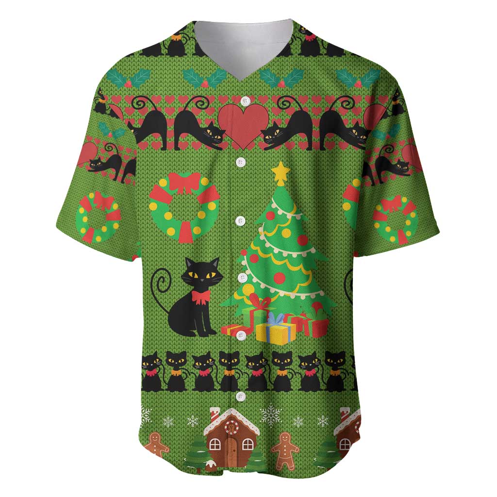 Love Black Cat Christmas Baseball Jersey Xmas Holiday Patterns - Wonder Print Shop