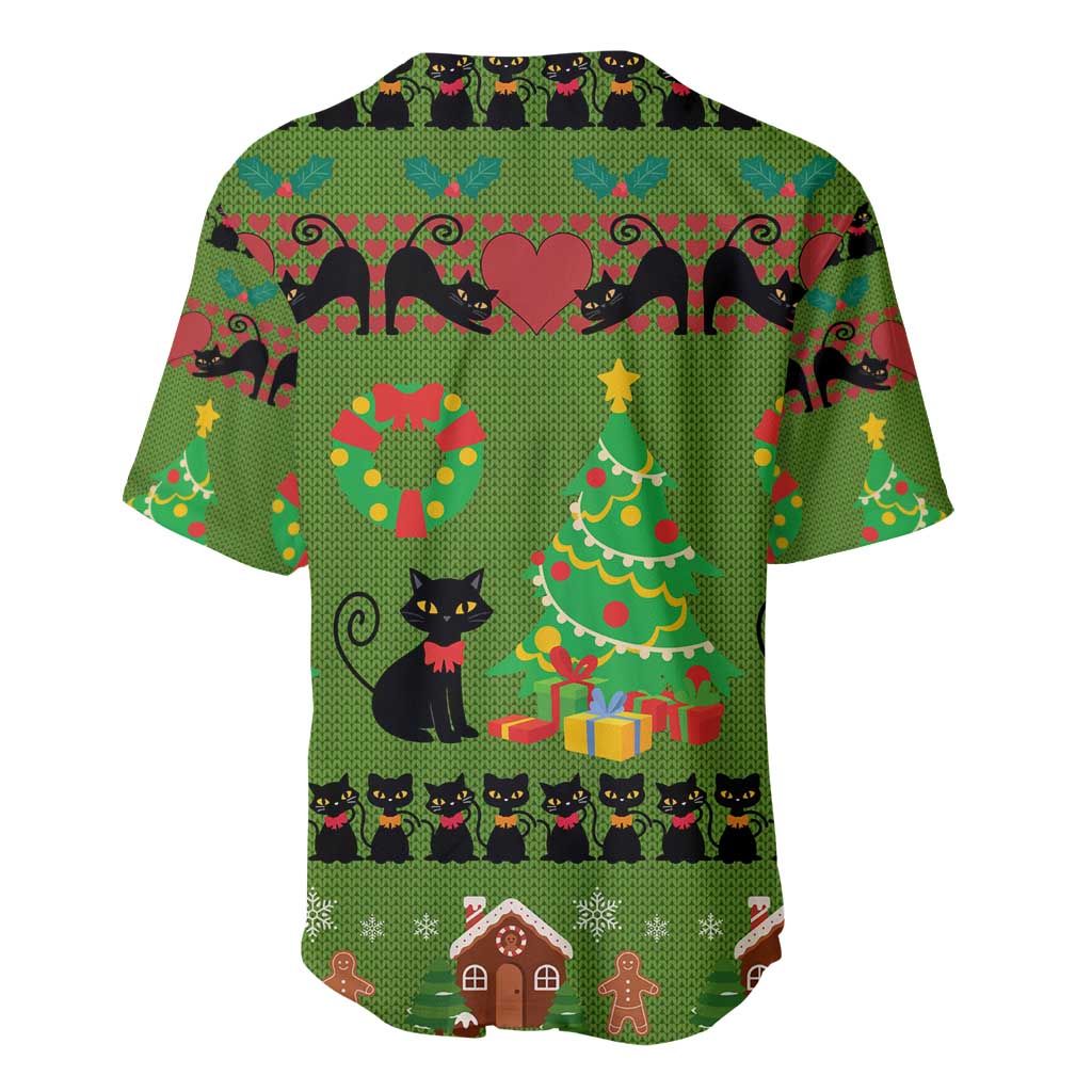 Love Black Cat Christmas Baseball Jersey Xmas Holiday Patterns - Wonder Print Shop