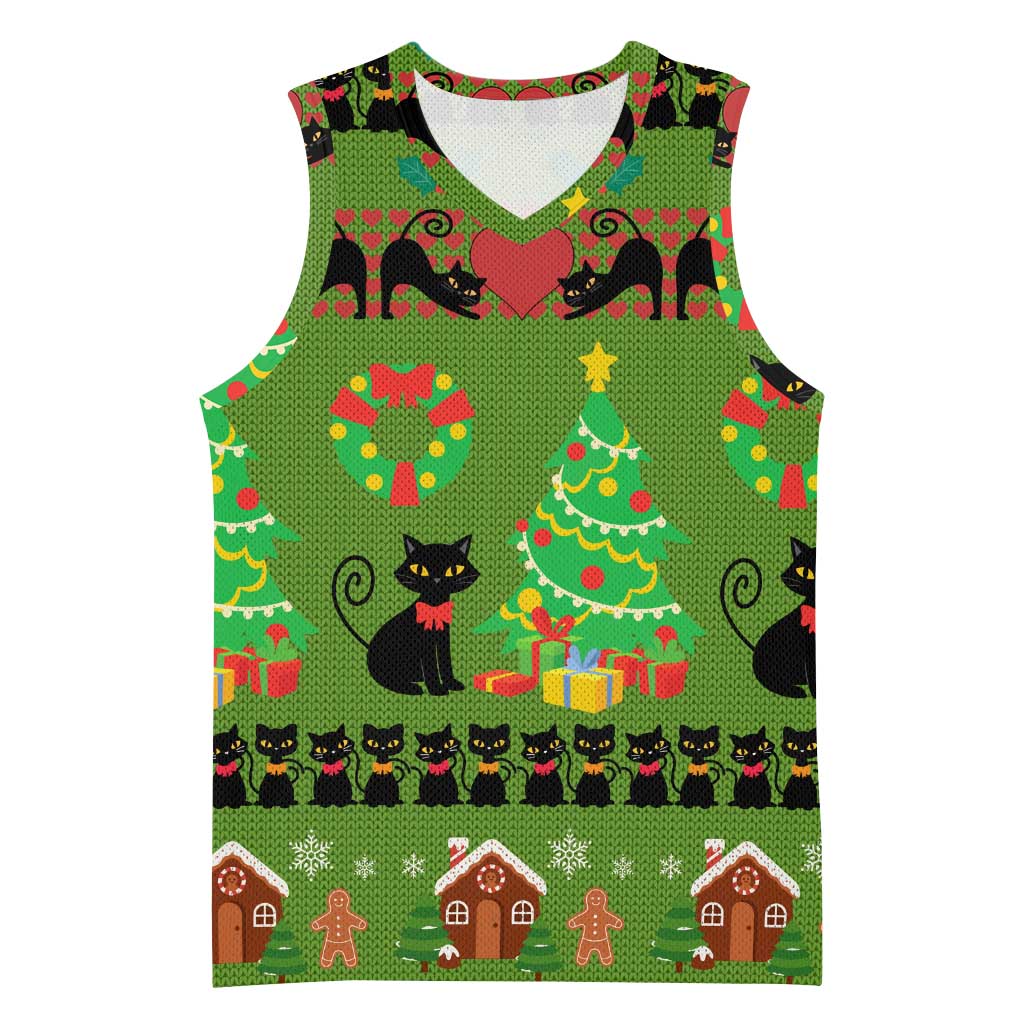 Love Black Cat Christmas Basketball Jersey Xmas Holiday Patterns - Wonder Print Shop