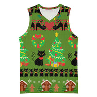 Love Black Cat Christmas Basketball Jersey Xmas Holiday Patterns - Wonder Print Shop