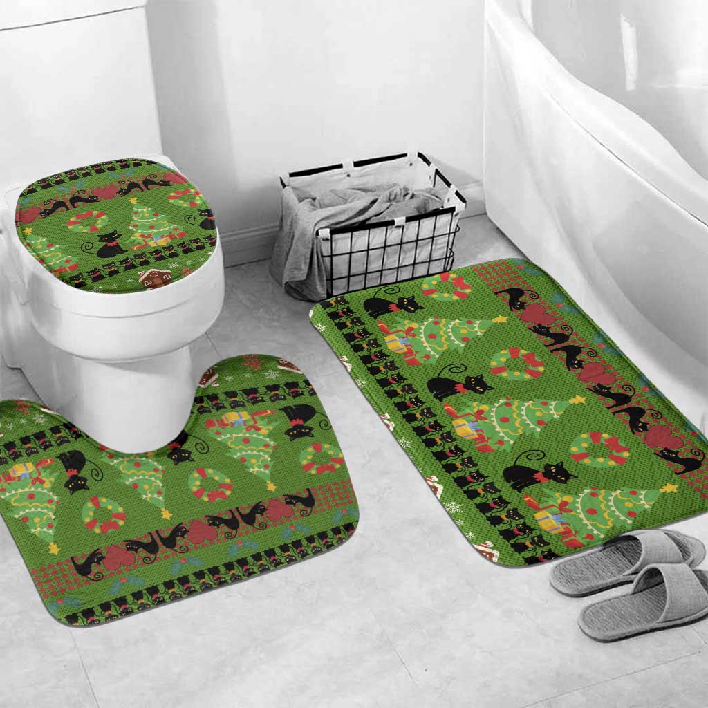 Love Black Cat Christmas Bathroom Set Xmas Holiday Patterns - Wonder Print Shop