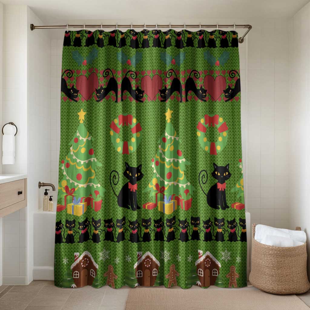 Love Black Cat Christmas Bathroom Set Xmas Holiday Patterns - Wonder Print Shop