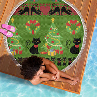 Love Black Cat Christmas Beach Blanket Xmas Holiday Patterns - Wonder Print Shop