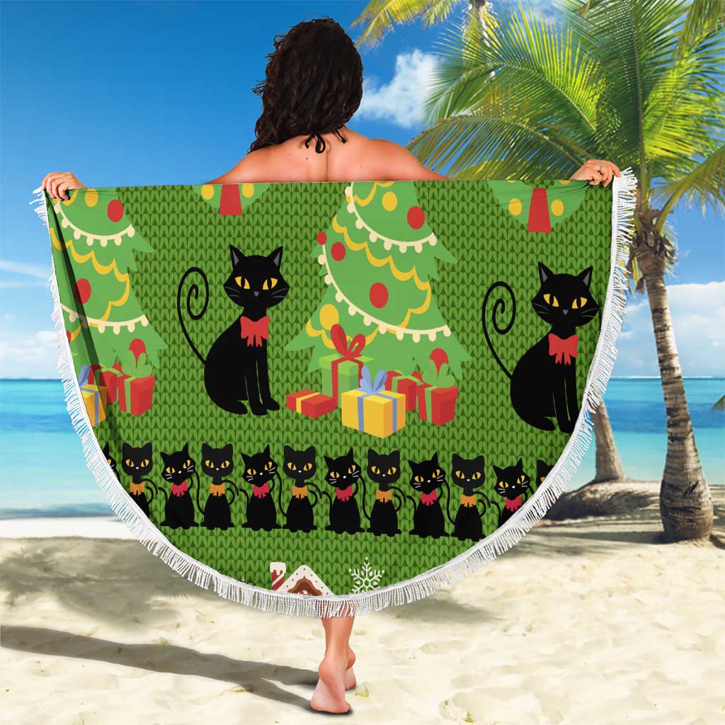 Love Black Cat Christmas Beach Blanket Xmas Holiday Patterns - Wonder Print Shop