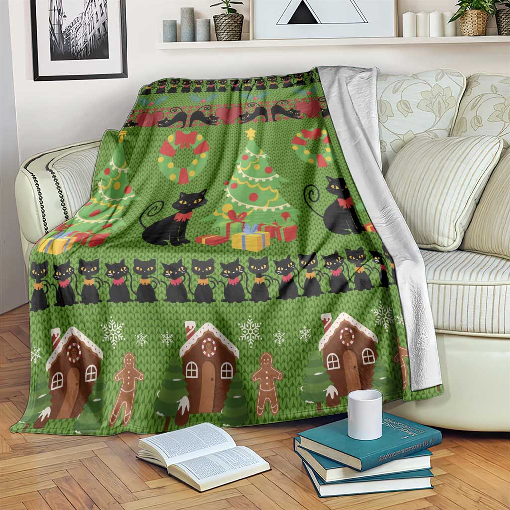 Love Black Cat Christmas Blanket Xmas Holiday Patterns - Wonder Print Shop