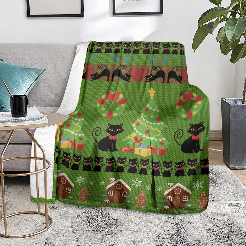 Love Black Cat Christmas Blanket Xmas Holiday Patterns - Wonder Print Shop