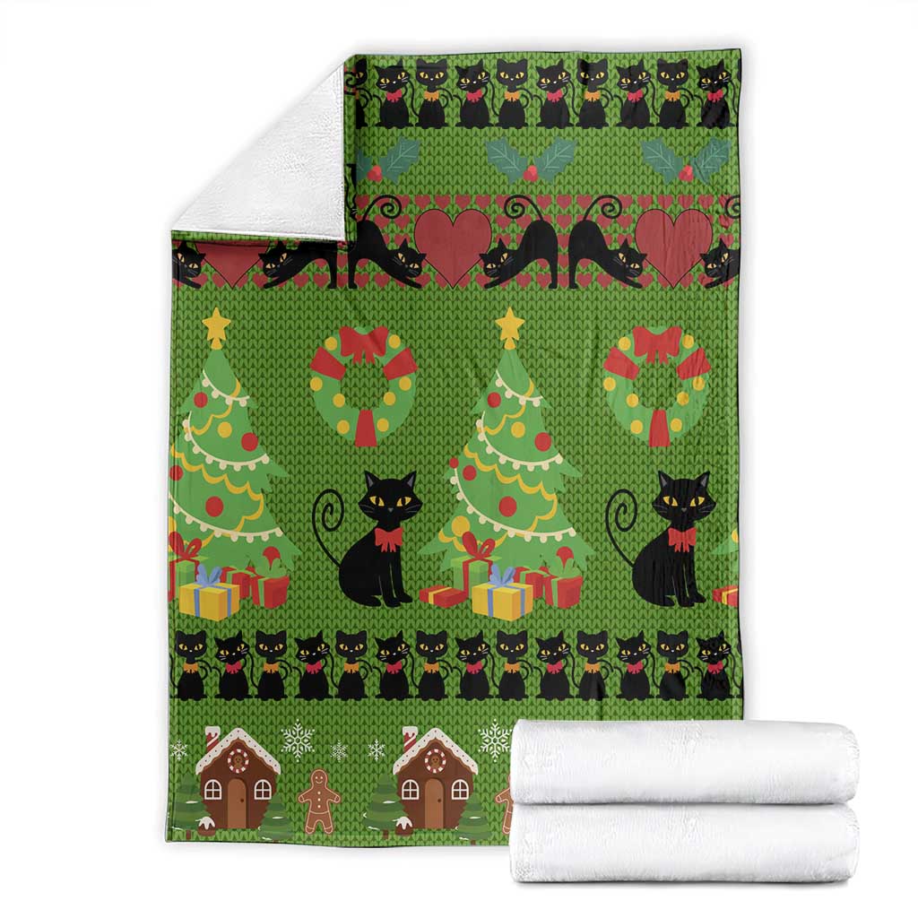 Love Black Cat Christmas Blanket Xmas Holiday Patterns - Wonder Print Shop