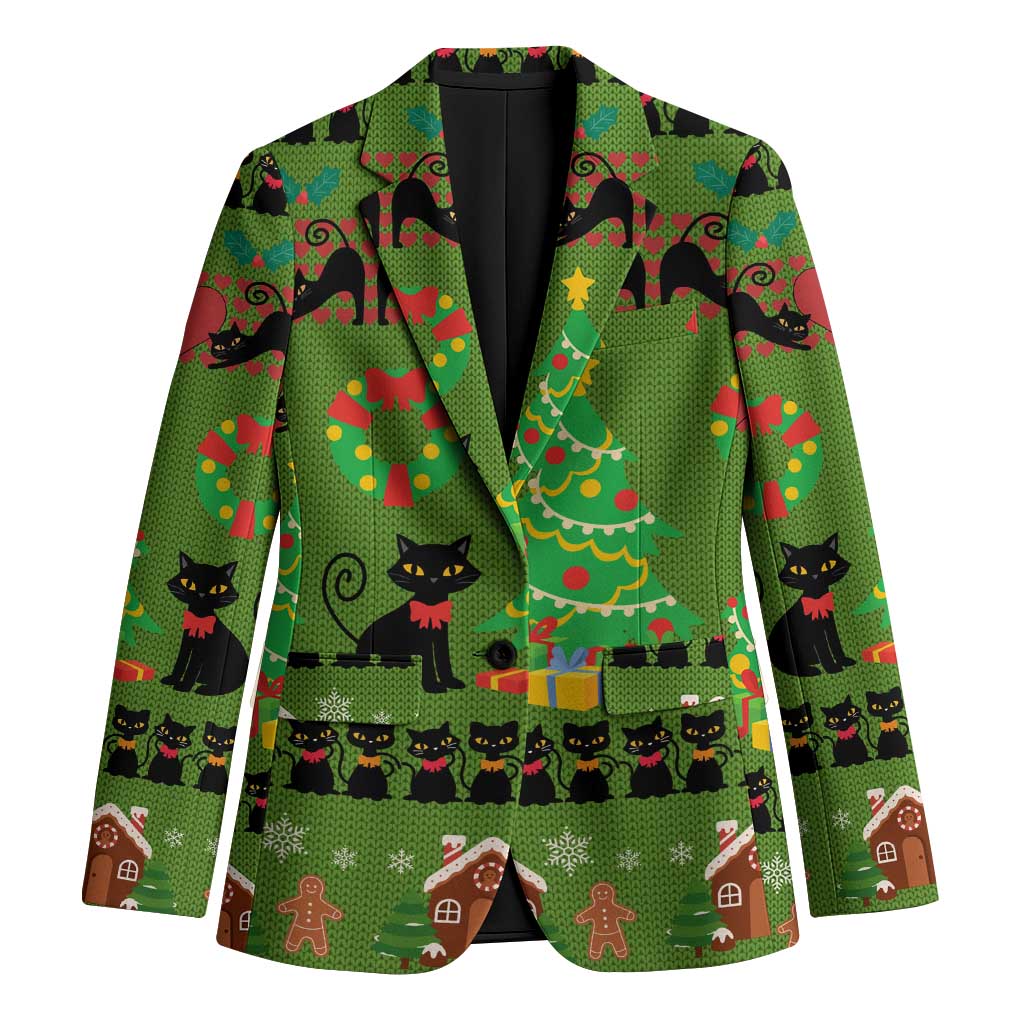 Love Black Cat Christmas Blazer Xmas Holiday Patterns - Wonder Print Shop