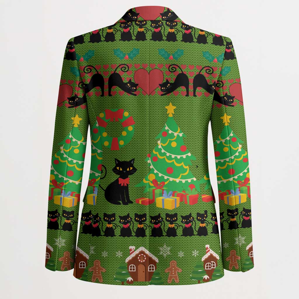 Love Black Cat Christmas Blazer Xmas Holiday Patterns - Wonder Print Shop