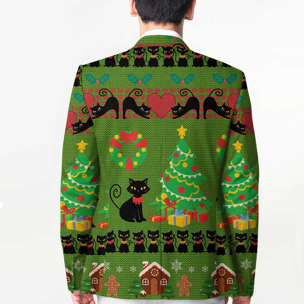Love Black Cat Christmas Blazer Xmas Holiday Patterns - Wonder Print Shop
