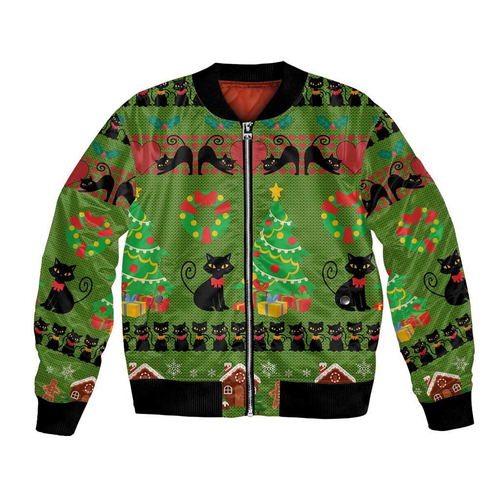Love Black Cat Christmas Bomber Jacket Xmas Holiday Patterns - Wonder Print Shop