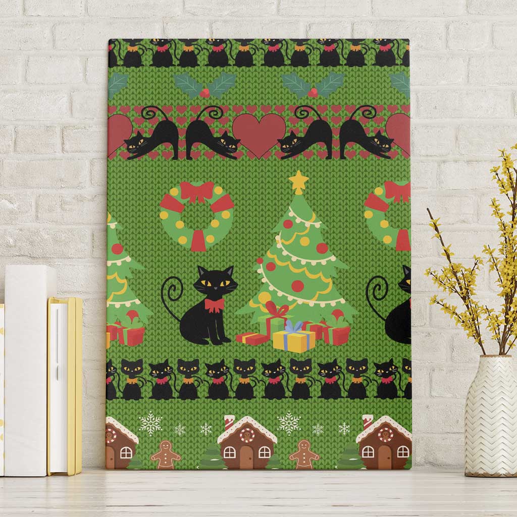 Love Black Cat Christmas Canvas Wall Art Xmas Holiday Patterns - Wonder Print Shop