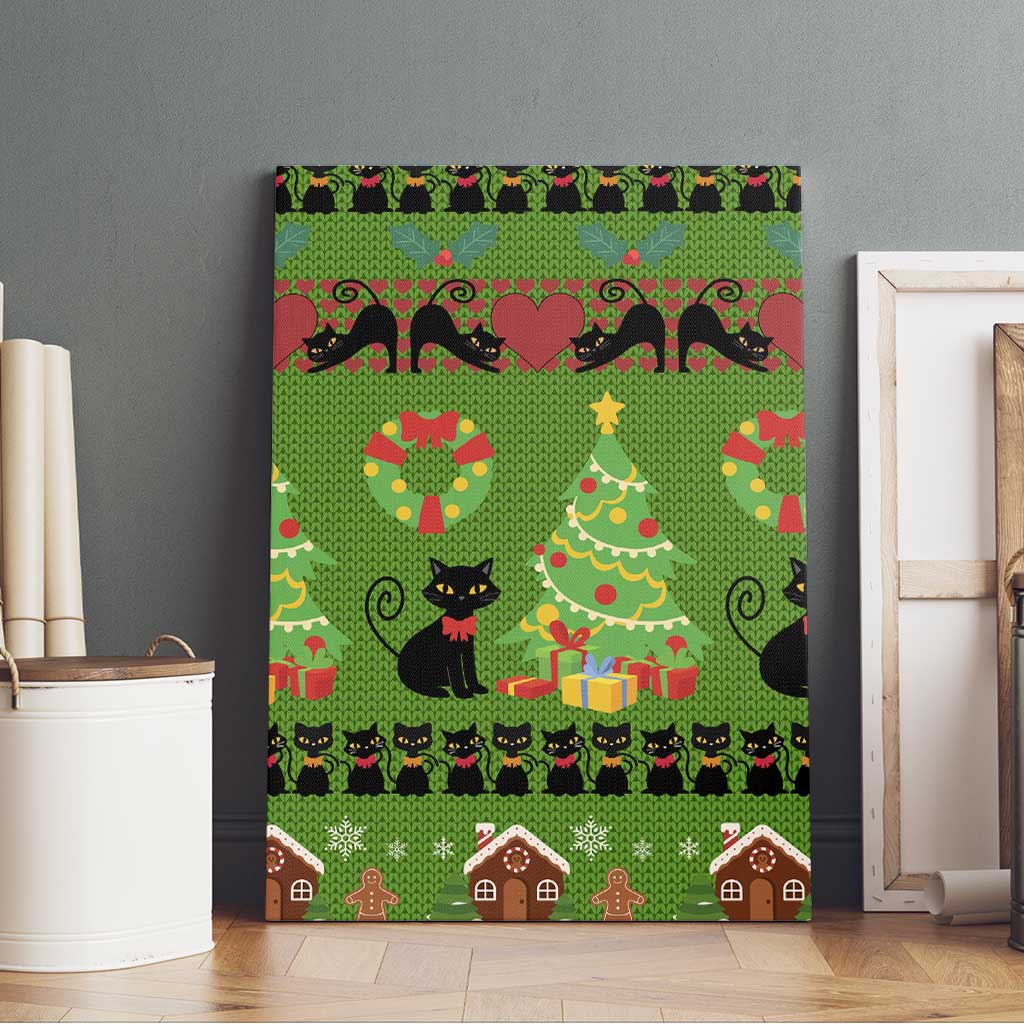 Love Black Cat Christmas Canvas Wall Art Xmas Holiday Patterns - Wonder Print Shop
