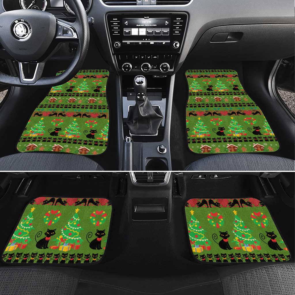 Love Black Cat Christmas Car Mats Xmas Holiday Patterns - Wonder Print Shop