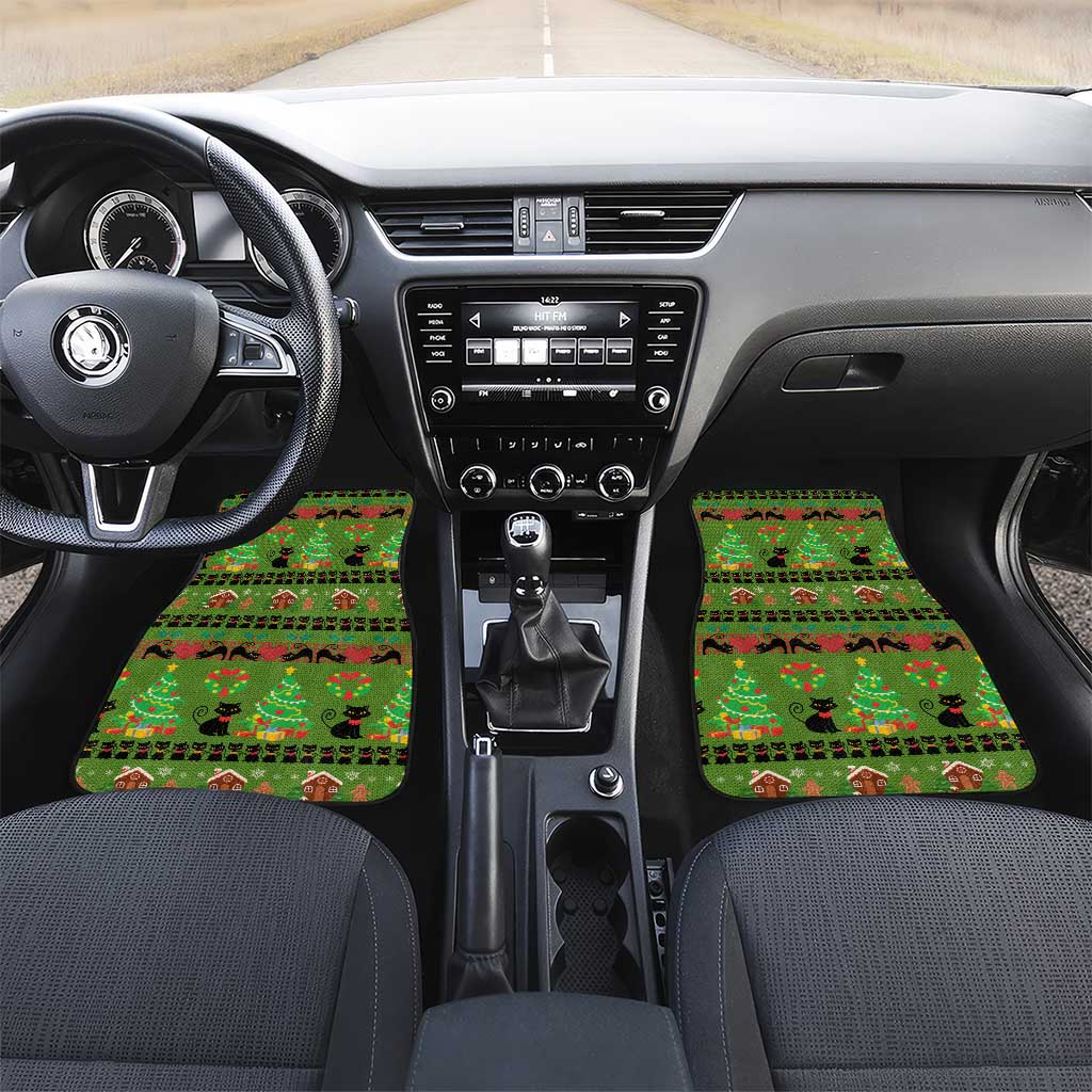 Love Black Cat Christmas Car Mats Xmas Holiday Patterns - Wonder Print Shop