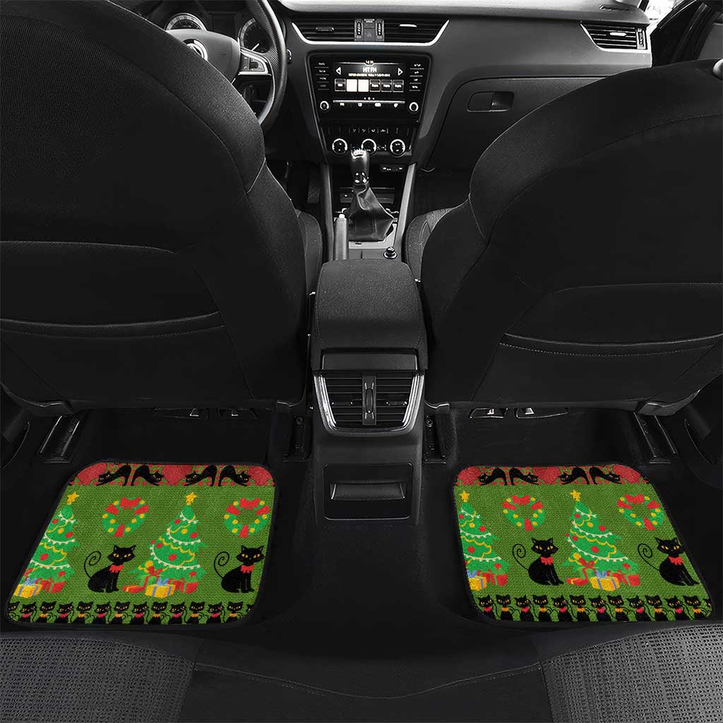 Love Black Cat Christmas Car Mats Xmas Holiday Patterns - Wonder Print Shop
