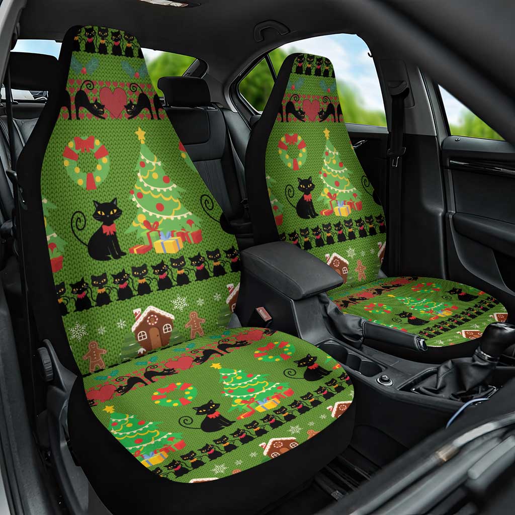 Love Black Cat Christmas Car Seat Cover Xmas Holiday Patterns - Wonder Print Shop