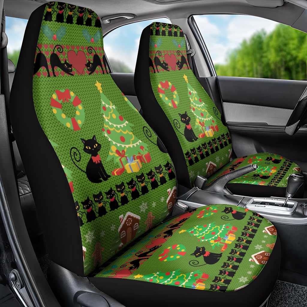 Love Black Cat Christmas Car Seat Cover Xmas Holiday Patterns - Wonder Print Shop