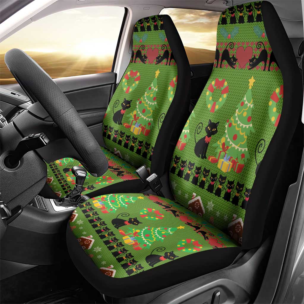 Love Black Cat Christmas Car Seat Cover Xmas Holiday Patterns - Wonder Print Shop