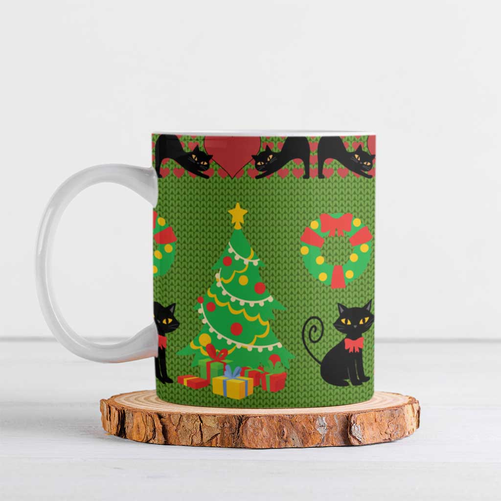 Love Black Cat Christmas Ceramic Mug Xmas Holiday Patterns - Wonder Print Shop
