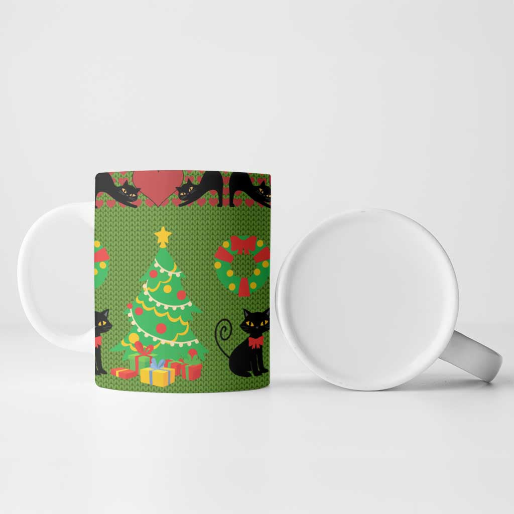 Love Black Cat Christmas Ceramic Mug Xmas Holiday Patterns - Wonder Print Shop