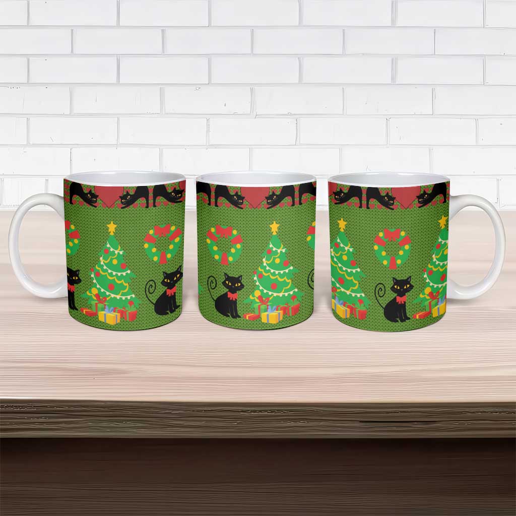 Love Black Cat Christmas Ceramic Mug Xmas Holiday Patterns - Wonder Print Shop