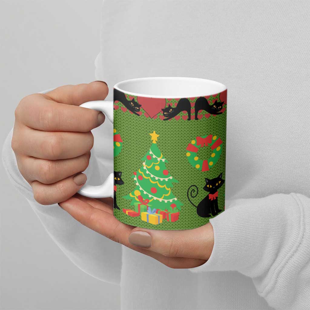 Love Black Cat Christmas Ceramic Mug Xmas Holiday Patterns - Wonder Print Shop