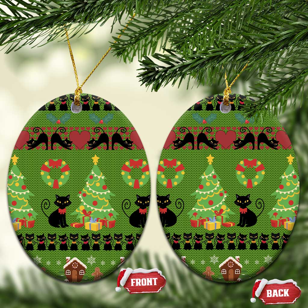 Love Black Cat Christmas Ceramic Ornament Xmas Holiday Patterns - Wonder Print Shop