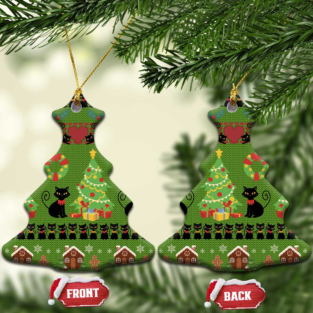 Love Black Cat Christmas Ceramic Ornament Xmas Holiday Patterns - Wonder Print Shop