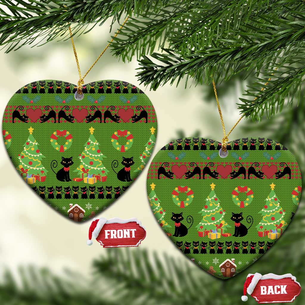 Love Black Cat Christmas Ceramic Ornament Xmas Holiday Patterns - Wonder Print Shop