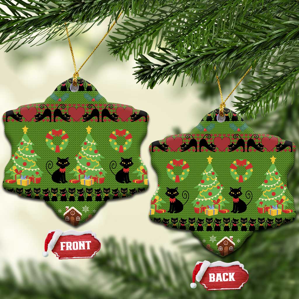 Love Black Cat Christmas Ceramic Ornament Xmas Holiday Patterns - Wonder Print Shop