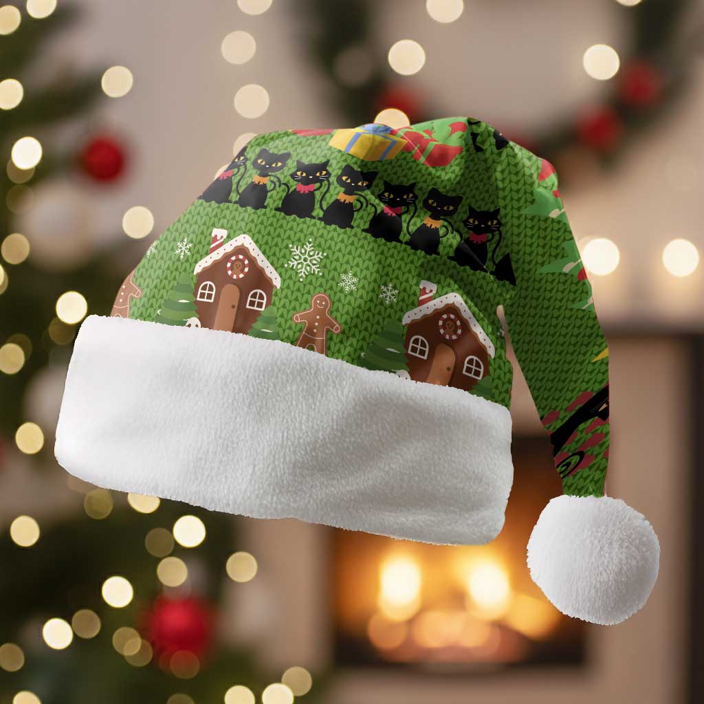 Love Black Cat Christmas Santa Hat Xmas Holiday Patterns - Wonder Print Shop