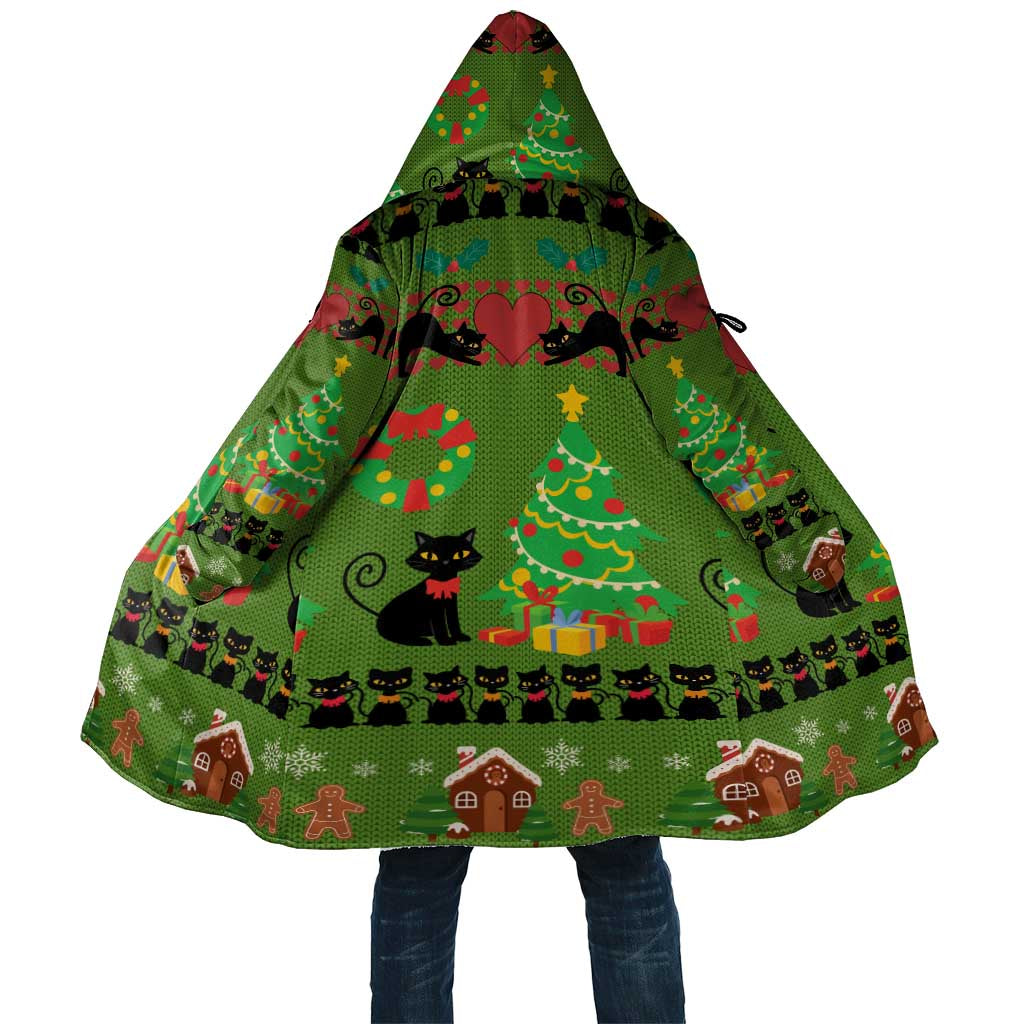 Love Black Cat Christmas Cloak Xmas Holiday Patterns - Wonder Print Shop
