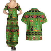 Love Black Cat Christmas Couples Matching Summer Maxi Dress and Hawaiian Shirt Xmas Holiday Patterns - Wonder Print Shop