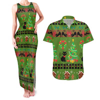 Love Black Cat Christmas Couples Matching Tank Maxi Dress and Hawaiian Shirt Xmas Holiday Patterns - Wonder Print Shop