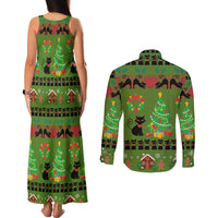 Love Black Cat Christmas Couples Matching Tank Maxi Dress and Long Sleeve Button Shirt Xmas Holiday Patterns - Wonder Print Shop