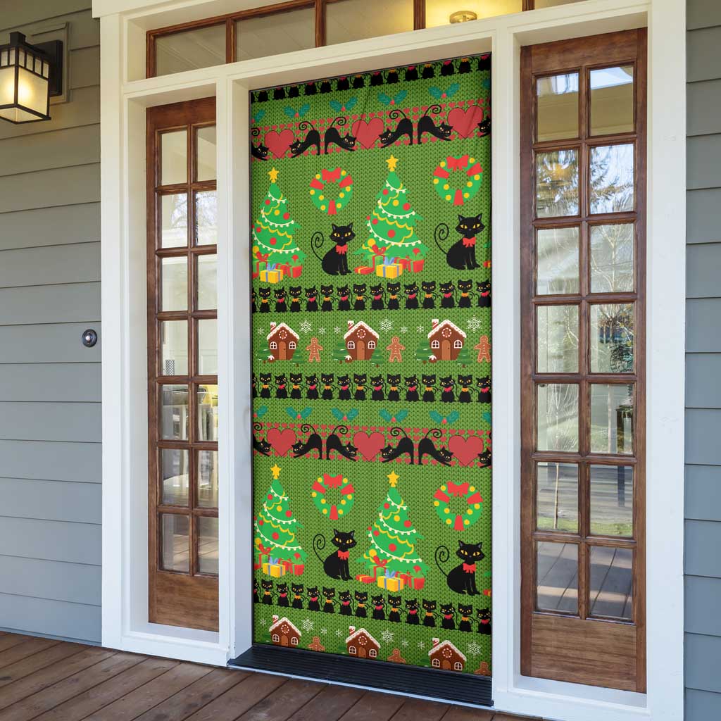 Love Black Cat Christmas Door Cover Xmas Holiday Patterns - Wonder Print Shop