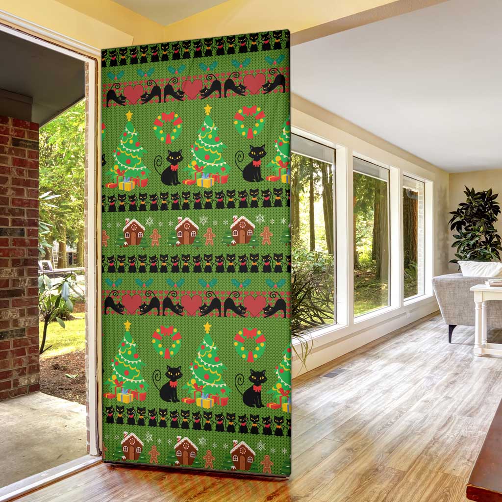 Love Black Cat Christmas Door Cover Xmas Holiday Patterns - Wonder Print Shop
