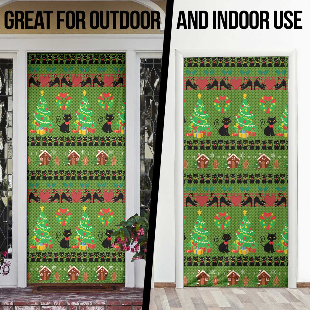 Love Black Cat Christmas Door Cover Xmas Holiday Patterns - Wonder Print Shop