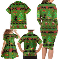 Love Black Cat Christmas Family Matching Long Sleeve Bodycon Dress and Hawaiian Shirt Xmas Holiday Patterns - Wonder Print Shop