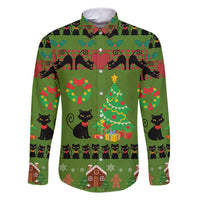 Love Black Cat Christmas Family Matching Long Sleeve Bodycon Dress and Hawaiian Shirt Xmas Holiday Patterns - Wonder Print Shop