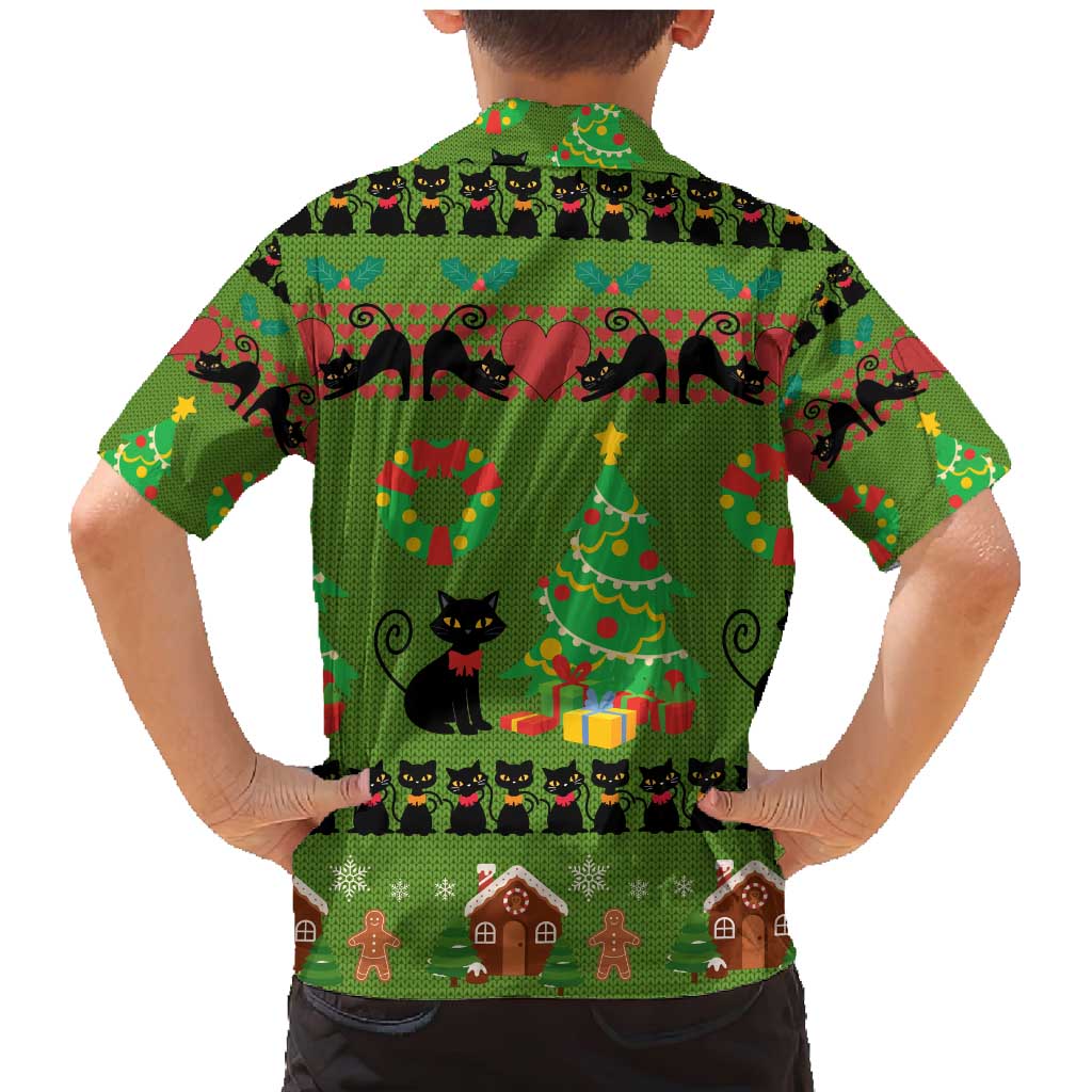 Love Black Cat Christmas Family Matching Mermaid Dress and Hawaiian Shirt Xmas Holiday Patterns - Wonder Print Shop