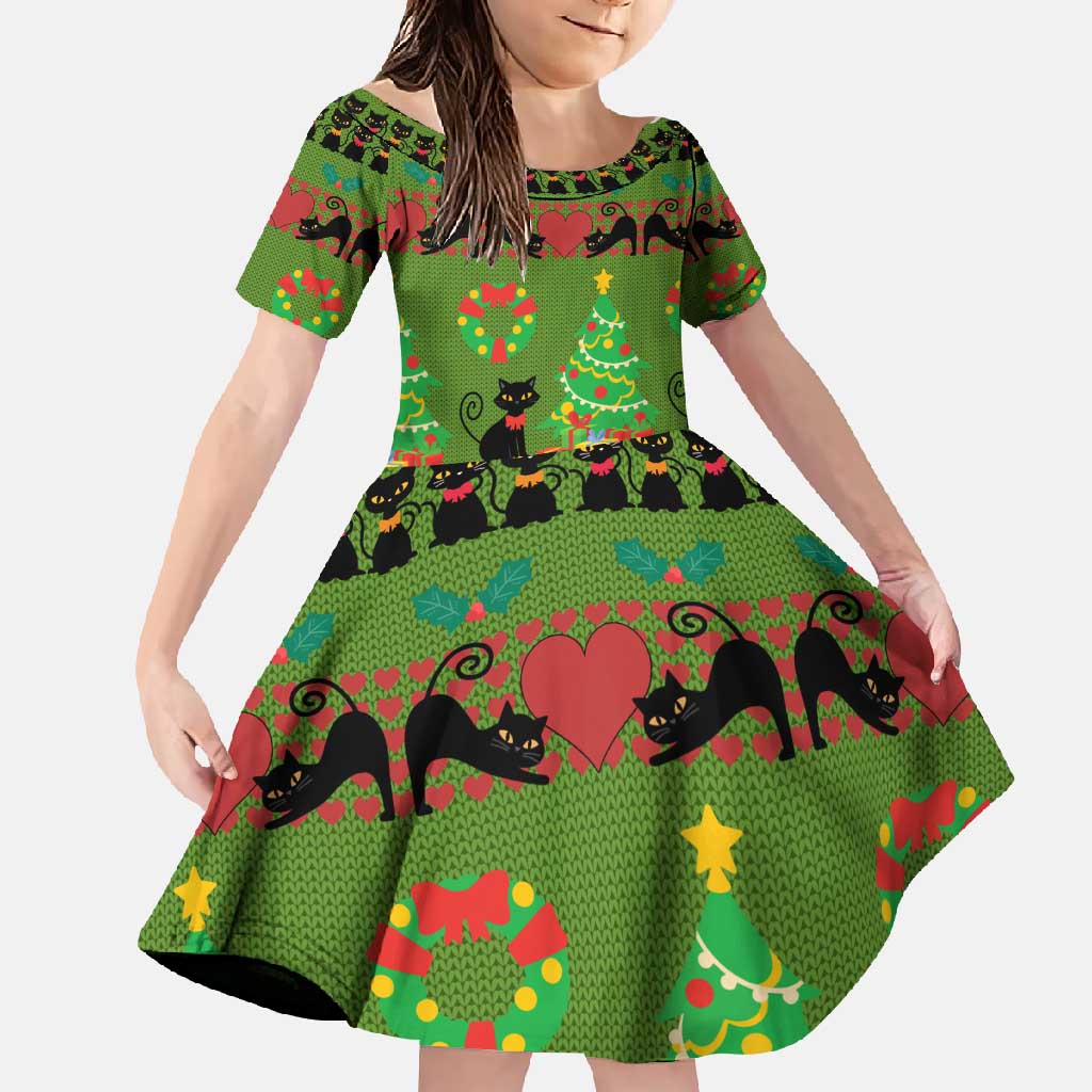 Love Black Cat Christmas Family Matching Mermaid Dress and Hawaiian Shirt Xmas Holiday Patterns - Wonder Print Shop