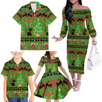 Love Black Cat Christmas Family Matching Off The Shoulder Long Sleeve Dress and Hawaiian Shirt Xmas Holiday Patterns - Wonder Print Shop