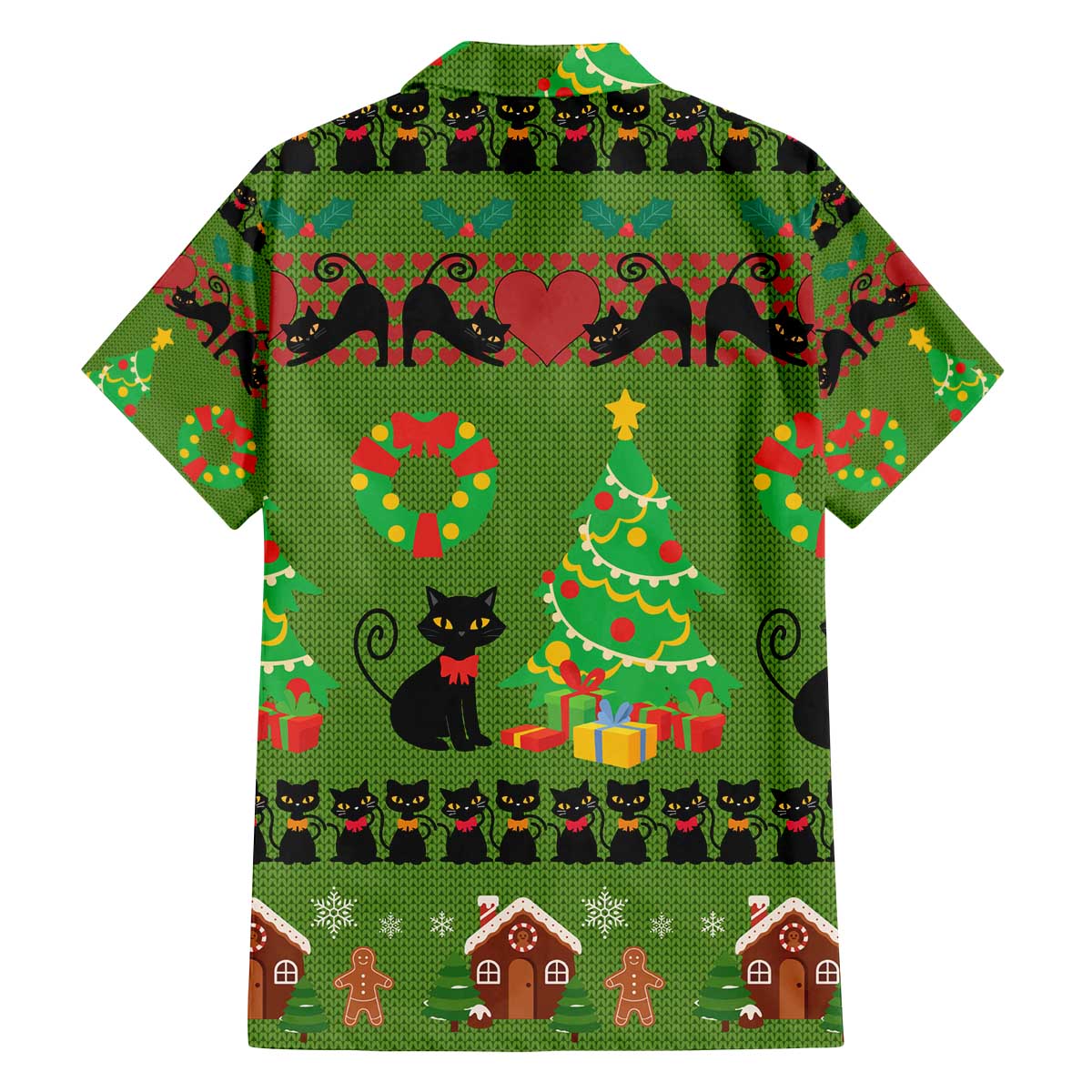 Love Black Cat Christmas Family Matching Off The Shoulder Long Sleeve Dress and Hawaiian Shirt Xmas Holiday Patterns - Wonder Print Shop